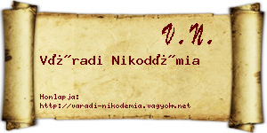 Váradi Nikodémia névjegykártya